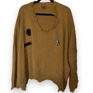 POL Mustard Distressed Sweater